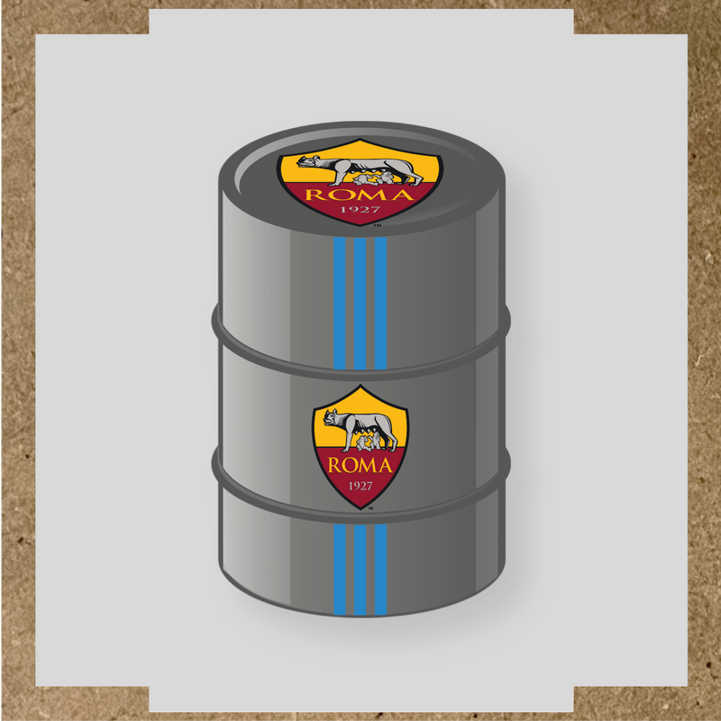 Kit de 4 stickers AS Roma pour baril décoratif, mettant en avant le logo de l'équipe sur la partie supérieure. couleur:bleu lagon