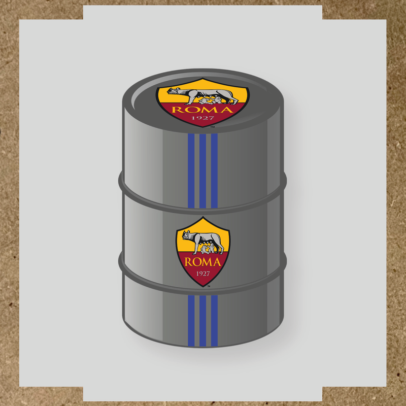 Kit de 4 stickers AS Roma pour baril décoratif, mettant en avant le logo de l'équipe sur la partie supérieure. couleur:bleu roi
