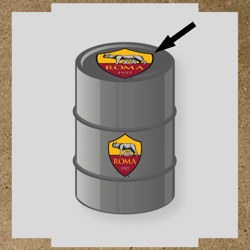 Kit de 4 stickers AS Roma pour baril décoratif, mettant en avant le logo de l'équipe sur la partie supérieure. couleur:gris foncé