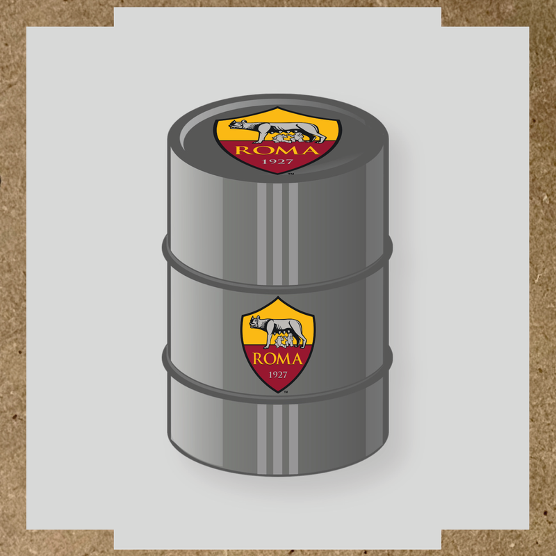 Kit de 4 stickers AS Roma pour baril décoratif, mettant en avant le logo de l'équipe sur la partie supérieure. couleur:gris