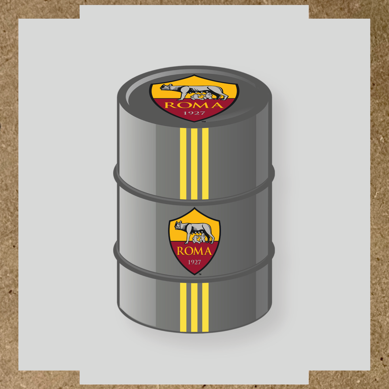 Kit de 4 stickers AS Roma pour baril décoratif, mettant en avant le logo de l'équipe sur la partie supérieure. couleur:jaune clair