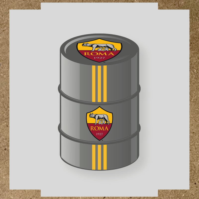 Kit de 4 stickers AS Roma pour baril décoratif, mettant en avant le logo de l'équipe sur la partie supérieure. couleur:jaune