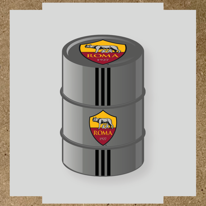Kit de 4 stickers AS Roma pour baril décoratif, mettant en avant le logo de l'équipe sur la partie supérieure. couleur:noir
