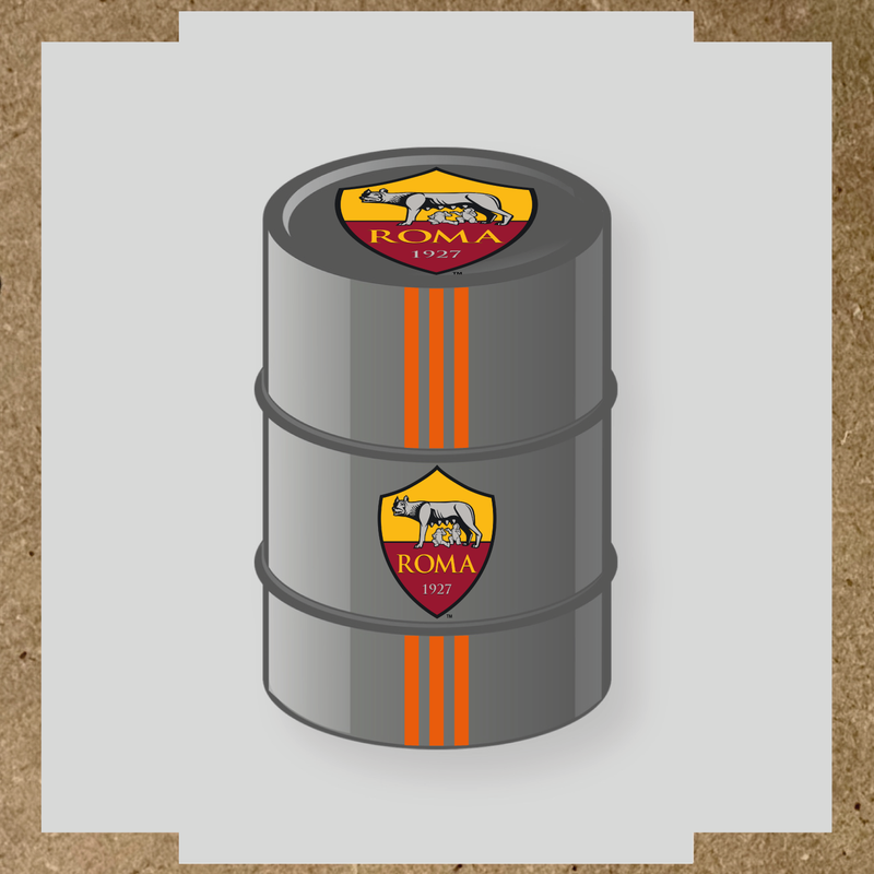 Kit de 4 stickers AS Roma pour baril décoratif, mettant en avant le logo de l'équipe sur la partie supérieure. couleur:orange