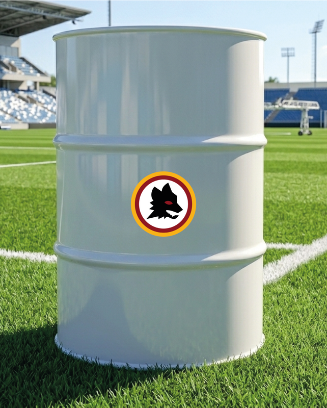 Baril décoratif avec kit de 2 stickers AS Roma  en situation réelle