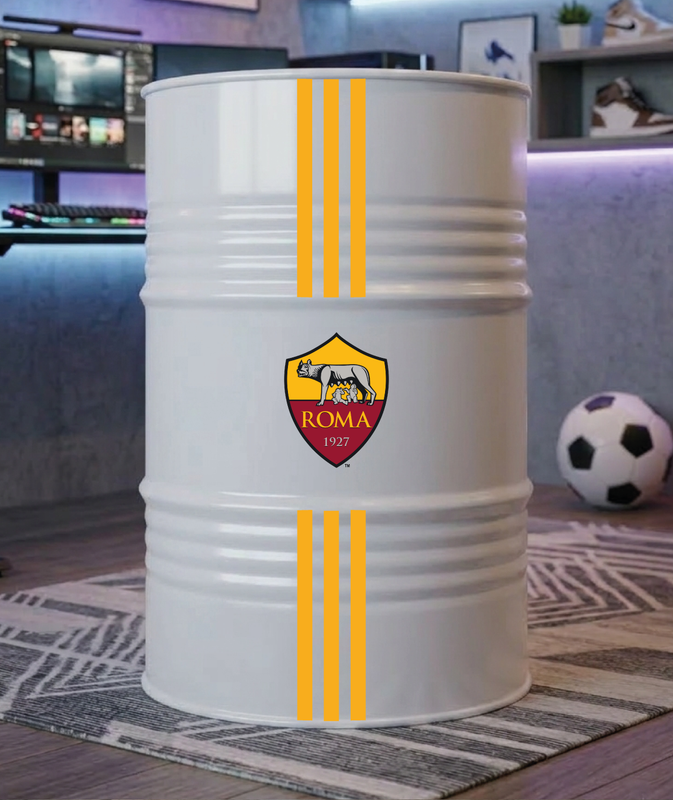 Baril décoratif avec kit de 4 stickers AS Roma 