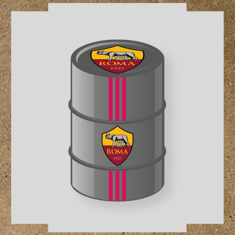 Kit de 4 stickers AS Roma pour baril décoratif, mettant en avant le logo de l'équipe sur la partie supérieure. couleur:rose