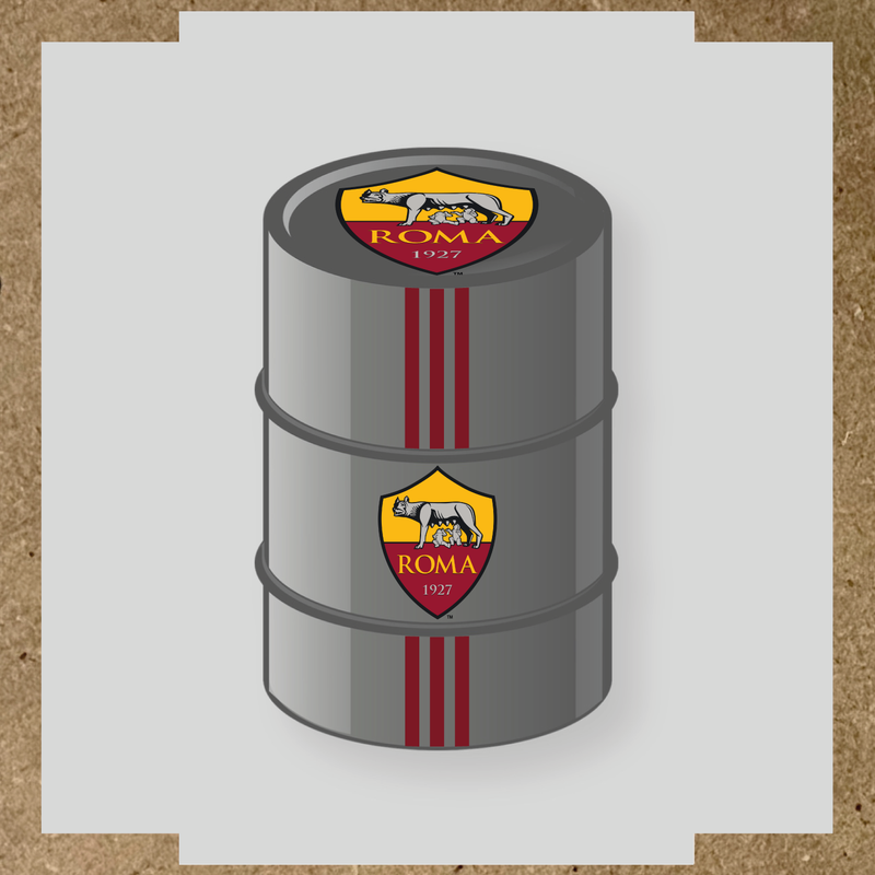 Kit de 4 stickers AS Roma pour baril décoratif, mettant en avant le logo de l'équipe sur la partie supérieure. couleur:rouge bordeaux