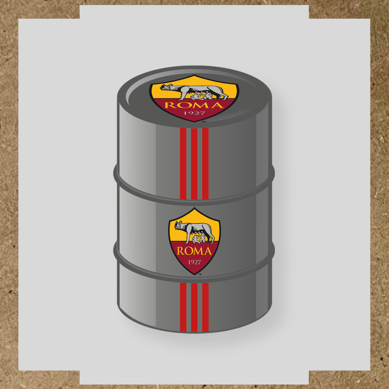 Kit de 4 stickers AS Roma pour baril décoratif, mettant en avant le logo de l'équipe sur la partie supérieure. couleur:rouge foncé