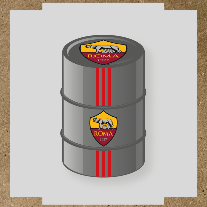 Kit de 4 stickers AS Roma pour baril décoratif, mettant en avant le logo de l'équipe sur la partie supérieure. couleur:rouge
