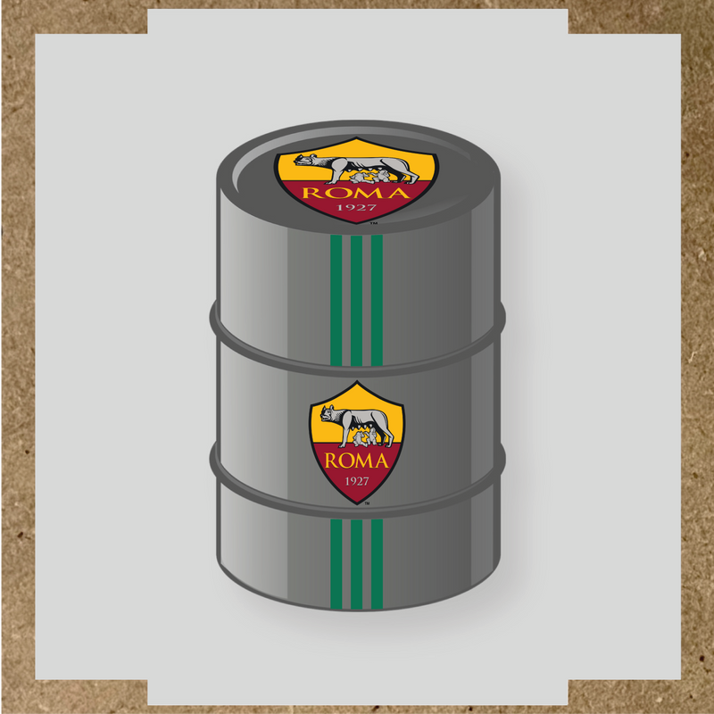 Kit de 4 stickers AS Roma pour baril décoratif, mettant en avant le logo de l'équipe sur la partie supérieure. couleur:vert émeraude