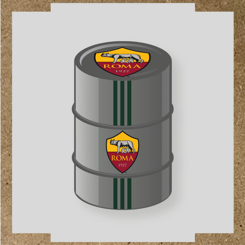 Kit de 4 stickers AS Roma pour baril décoratif, mettant en avant le logo de l'équipe sur la partie supérieure. couleur:vert forêt