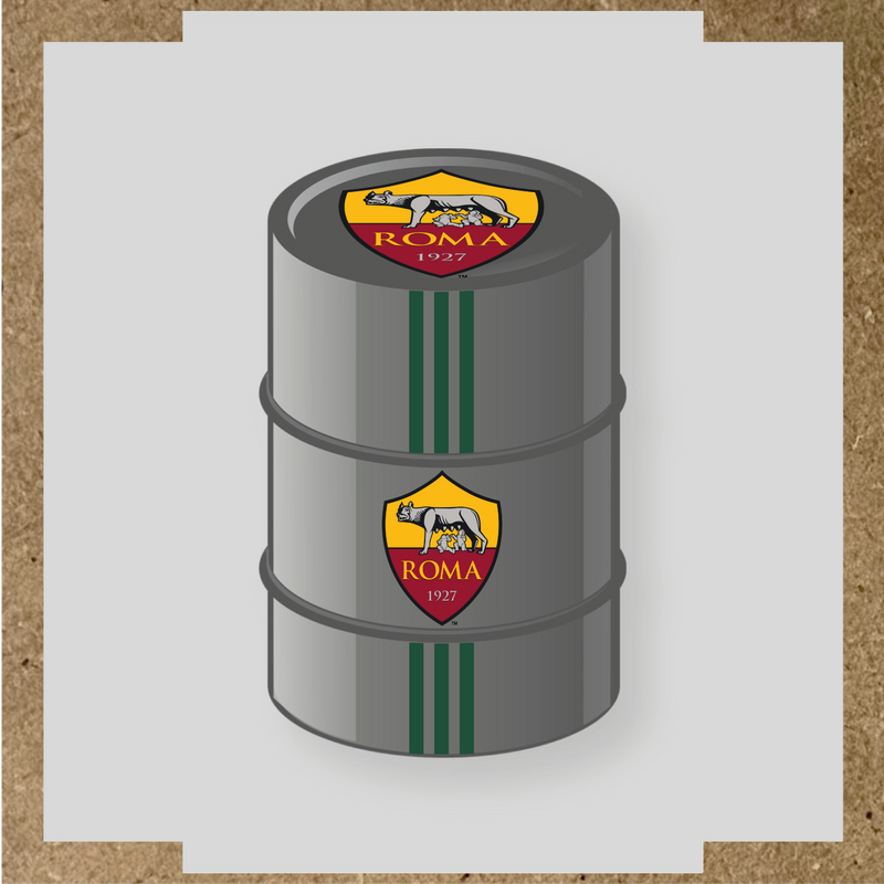 Kit de 4 stickers AS Roma pour baril décoratif, mettant en avant le logo de l'équipe sur la partie supérieure. couleur:vert sapin