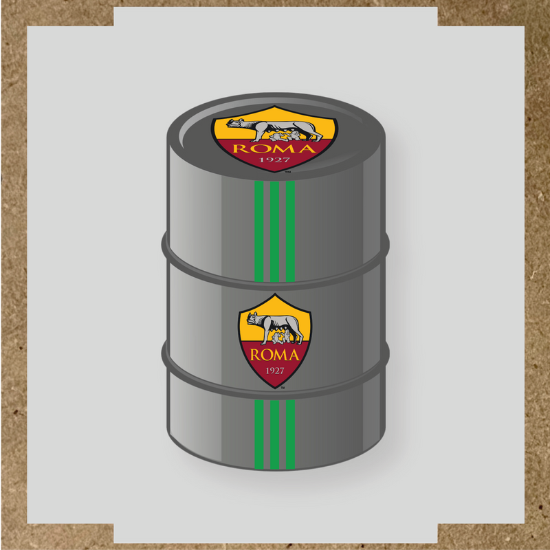 Kit de 4 stickers AS Roma pour baril décoratif, mettant en avant le logo de l'équipe sur la partie supérieure. couleur:vert vif