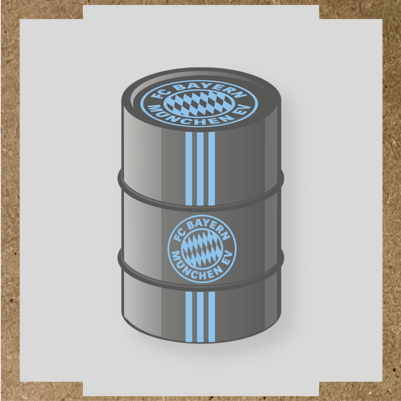 Kit de 4 stickers pour baril décoratif avec le logo FC Bayern München couleur:bleu pastel