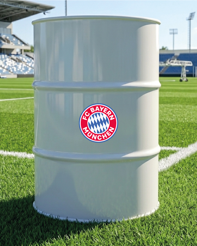 Baril décoratif avec kit de 2 stickers Bayern Munich en situation réelle