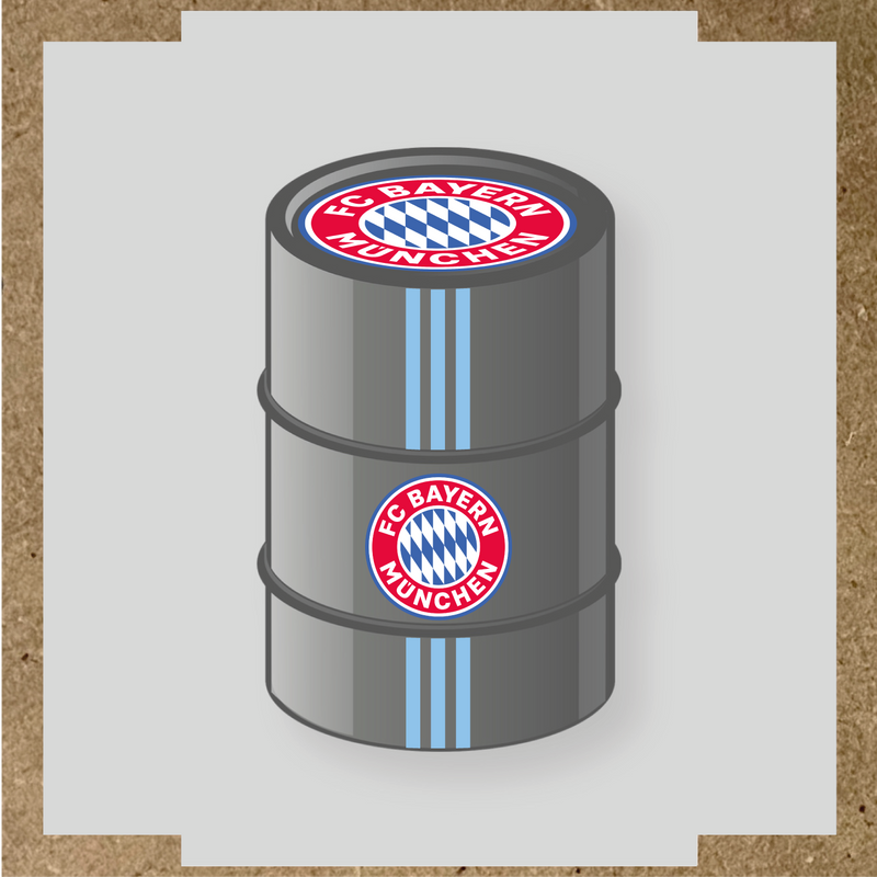 Kit de 4 stickers FC BAYERN MUNICH pour baril décoratif avec logo du club couleur:bleu pastel