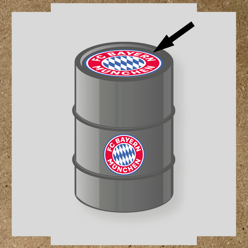 Kit de 4 stickers FC BAYERN MUNICH pour baril décoratif avec logo du club couleur:gris foncé