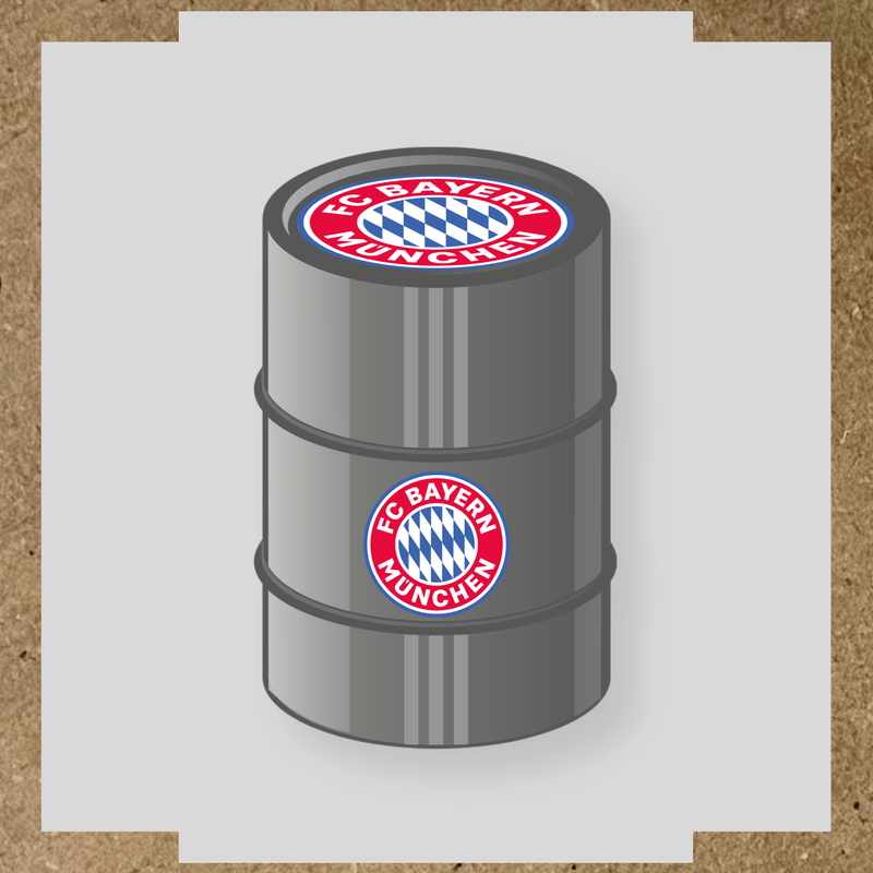 Kit de 4 stickers FC BAYERN MUNICH pour baril décoratif avec logo du club couleur:gris