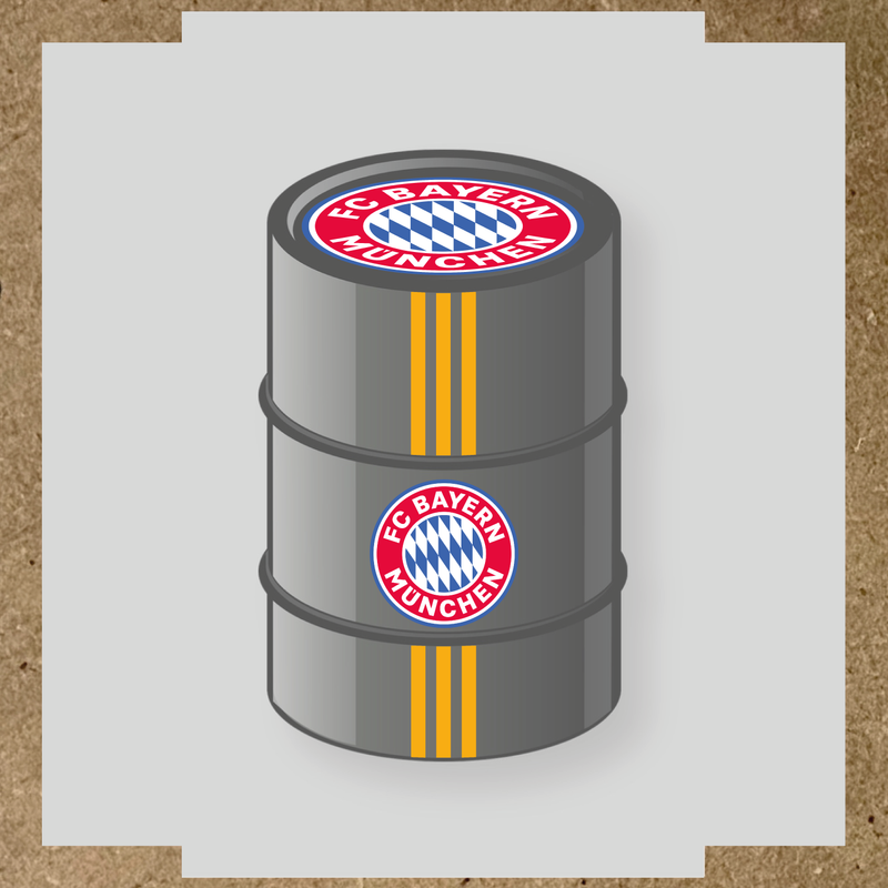 Kit de 4 stickers FC BAYERN MUNICH pour baril décoratif avec logo du club couleur:jaune foncé