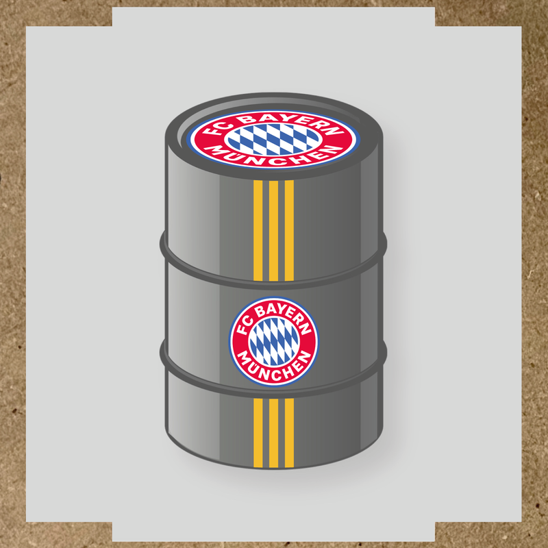 Kit de 4 stickers FC BAYERN MUNICH pour baril décoratif avec logo du club couleur:jaune