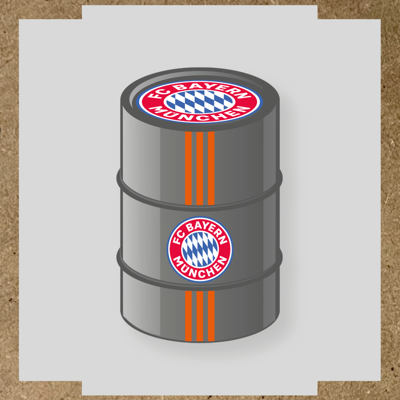 Kit de 4 stickers FC BAYERN MUNICH pour baril décoratif avec logo du club couleur:orange