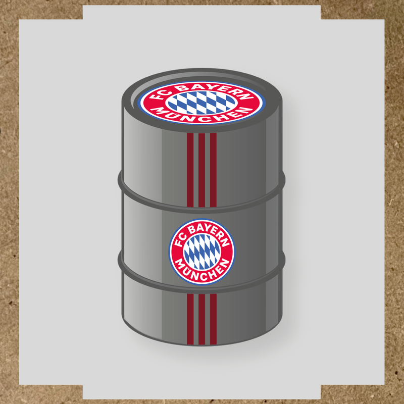 Kit de 4 stickers FC BAYERN MUNICH pour baril décoratif avec logo du club couleur:rouge bordeaux
