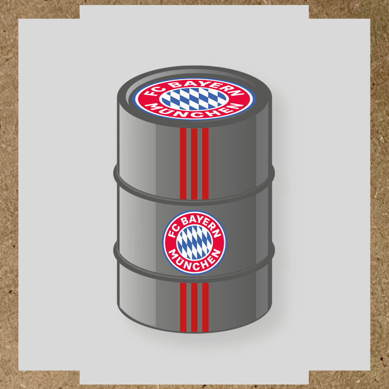 Kit de 4 stickers FC BAYERN MUNICH pour baril décoratif avec logo du club couleur:rouge foncé