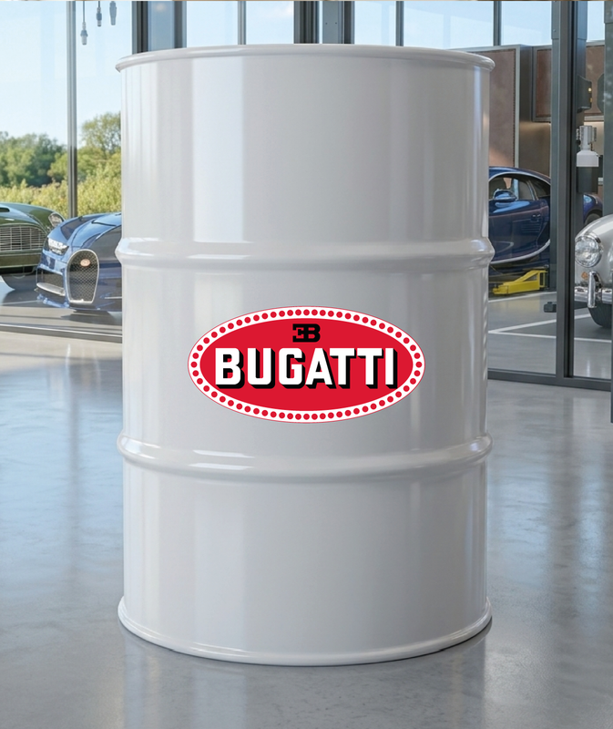 Baril décoratif avec kit de 2 stickers Bugatti rouge en situation réelle