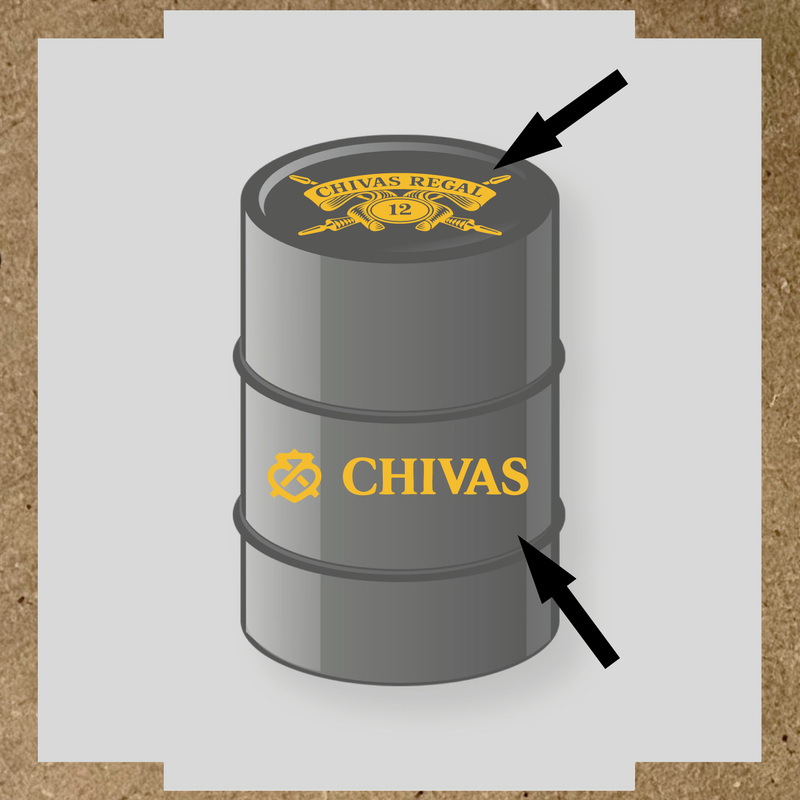 Kit de 2 stickers pour baril décoratif avec le logo 'nom de licence'. couleur:jaune