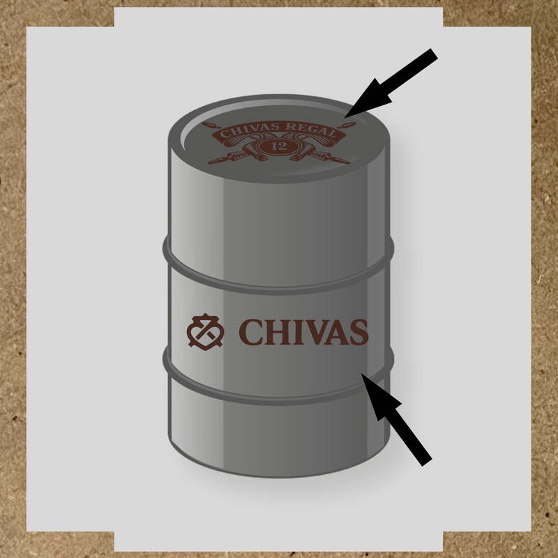Kit de 2 stickers pour baril décoratif avec le logo 'nom de licence'. couleur:marron foncé