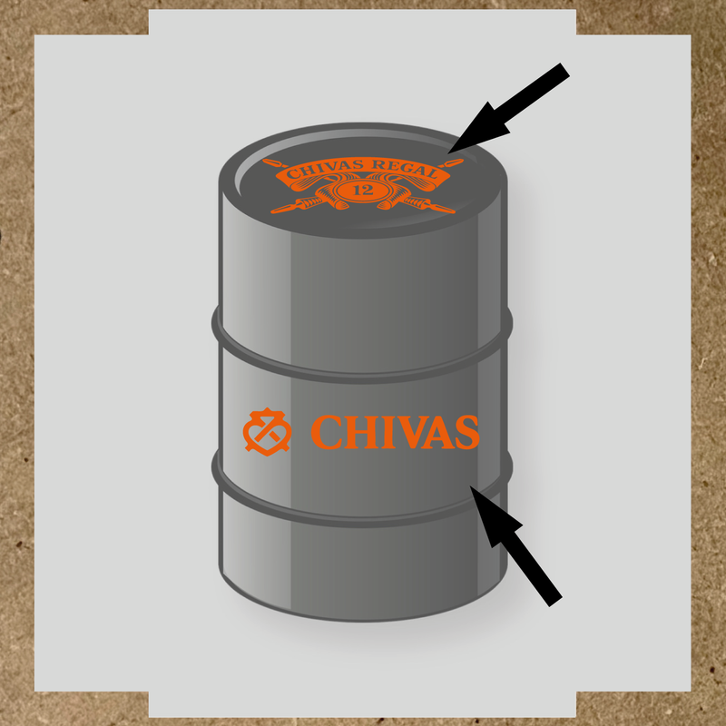 Kit de 2 stickers pour baril décoratif avec le logo 'nom de licence'. couleur:orange