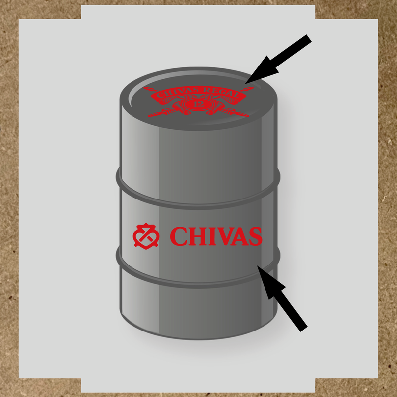 Kit de 2 stickers pour baril décoratif avec le logo 'nom de licence'. couleur:rouge