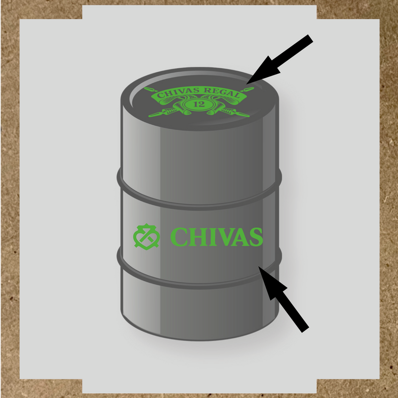Kit de 2 stickers pour baril décoratif avec le logo 'nom de licence'. couleur:vert prairie