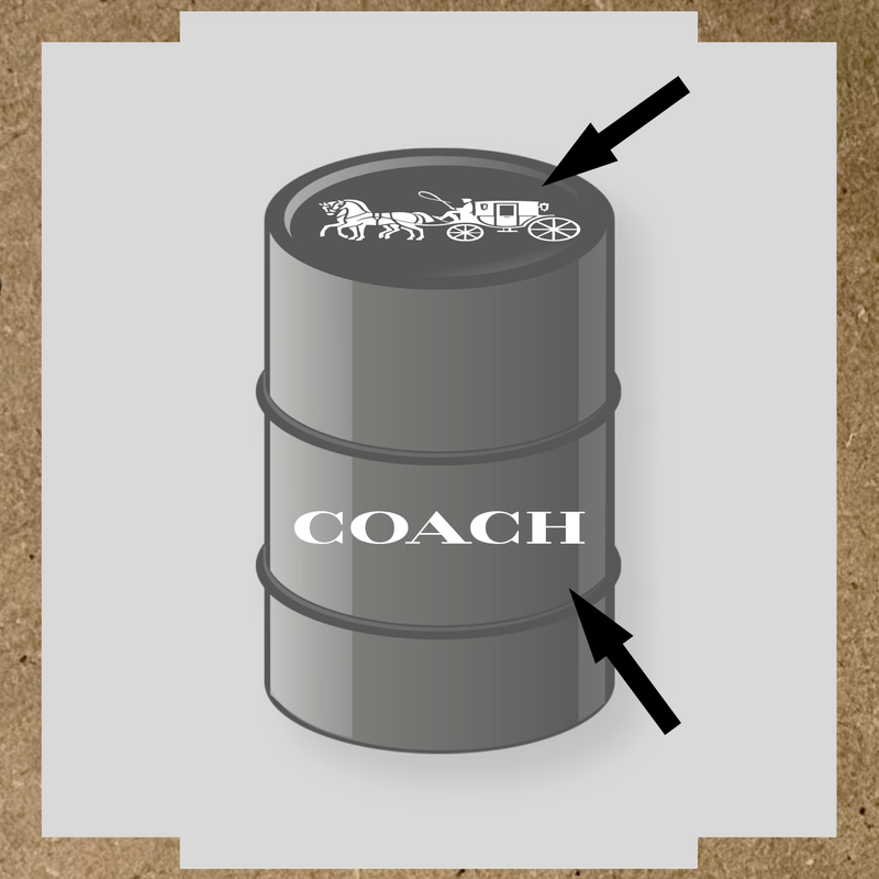 Visuel d'un kit de 2 stickers pour baril avec un design de diligence et le mot 'COACH' en blanc. couleur:blanc