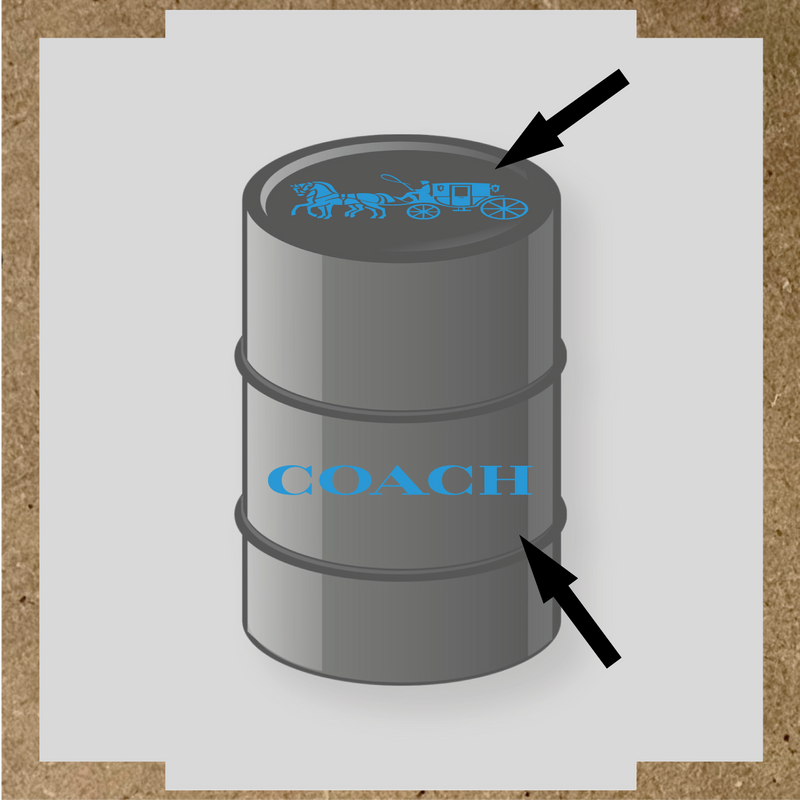Visuel d'un kit de 2 stickers pour baril avec un design de diligence et le mot 'COACH' en blanc. couleur:bleu ciel