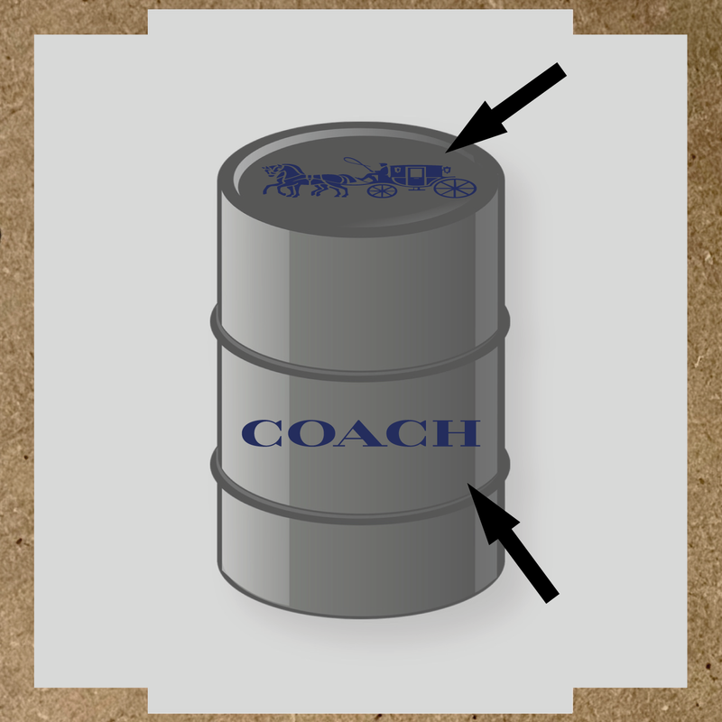 Visuel d'un kit de 2 stickers pour baril avec un design de diligence et le mot 'COACH' en blanc. couleur:bleu nuit