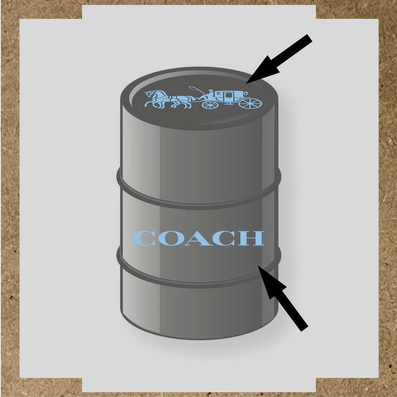 Visuel d'un kit de 2 stickers pour baril avec un design de diligence et le mot 'COACH' en blanc. couleur:bleu pastel
