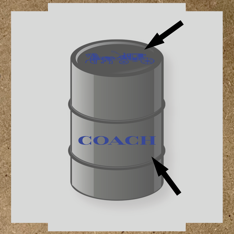 Visuel d'un kit de 2 stickers pour baril avec un design de diligence et le mot 'COACH' en blanc. couleur:bleu roi