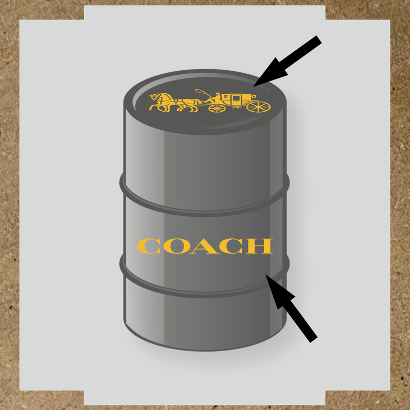 Visuel d'un kit de 2 stickers pour baril avec un design de diligence et le mot 'COACH' en blanc. couleur:jaune
