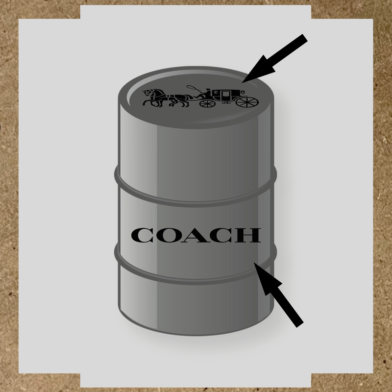 Visuel d'un kit de 2 stickers pour baril avec un design de diligence et le mot 'COACH' en blanc. couleur:noir