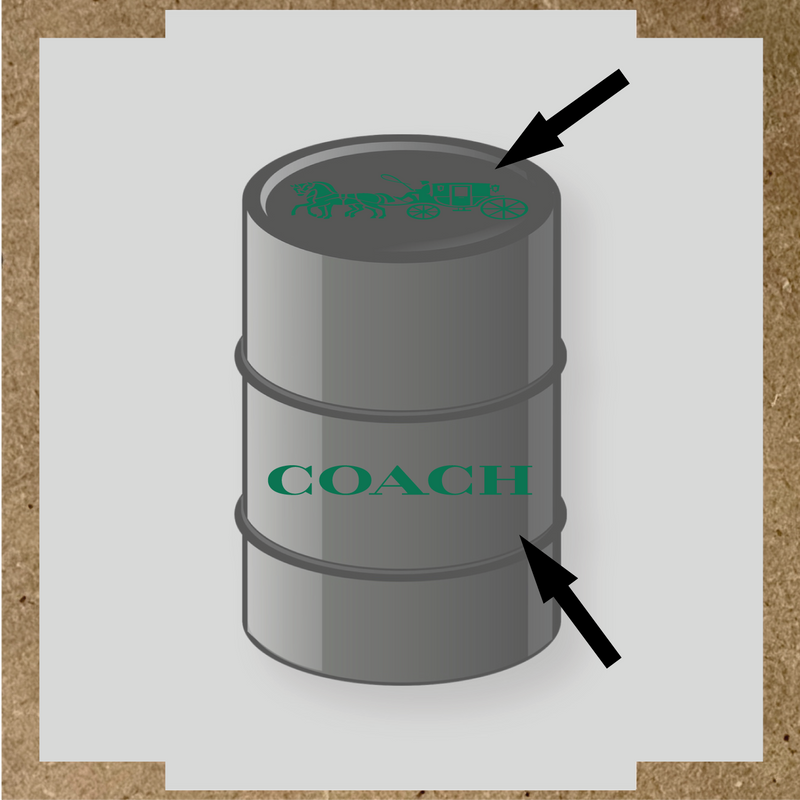Visuel d'un kit de 2 stickers pour baril avec un design de diligence et le mot 'COACH' en blanc. couleur:vert émeraude