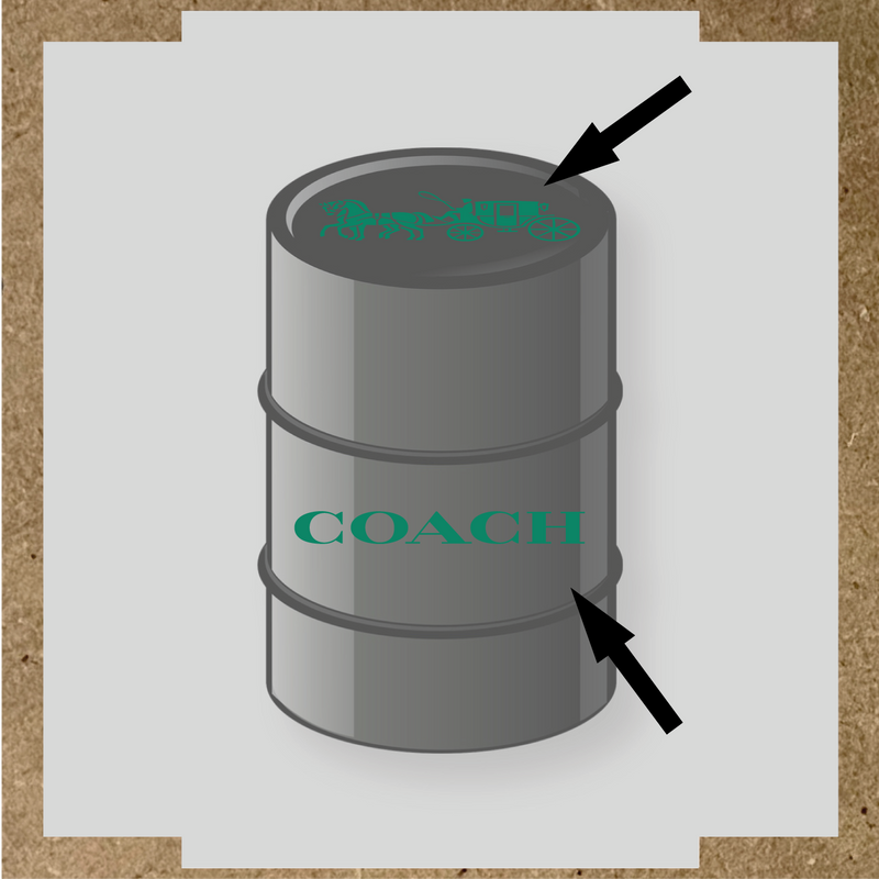 Visuel d'un kit de 2 stickers pour baril avec un design de diligence et le mot 'COACH' en blanc. couleur:vert jade