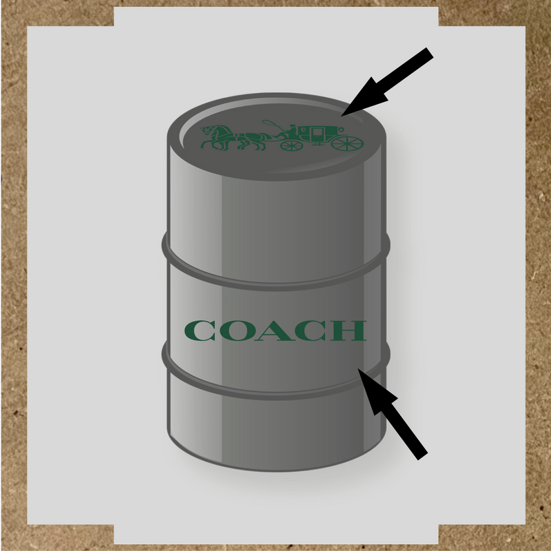 Visuel d'un kit de 2 stickers pour baril avec un design de diligence et le mot 'COACH' en blanc. couleur:vert sapin