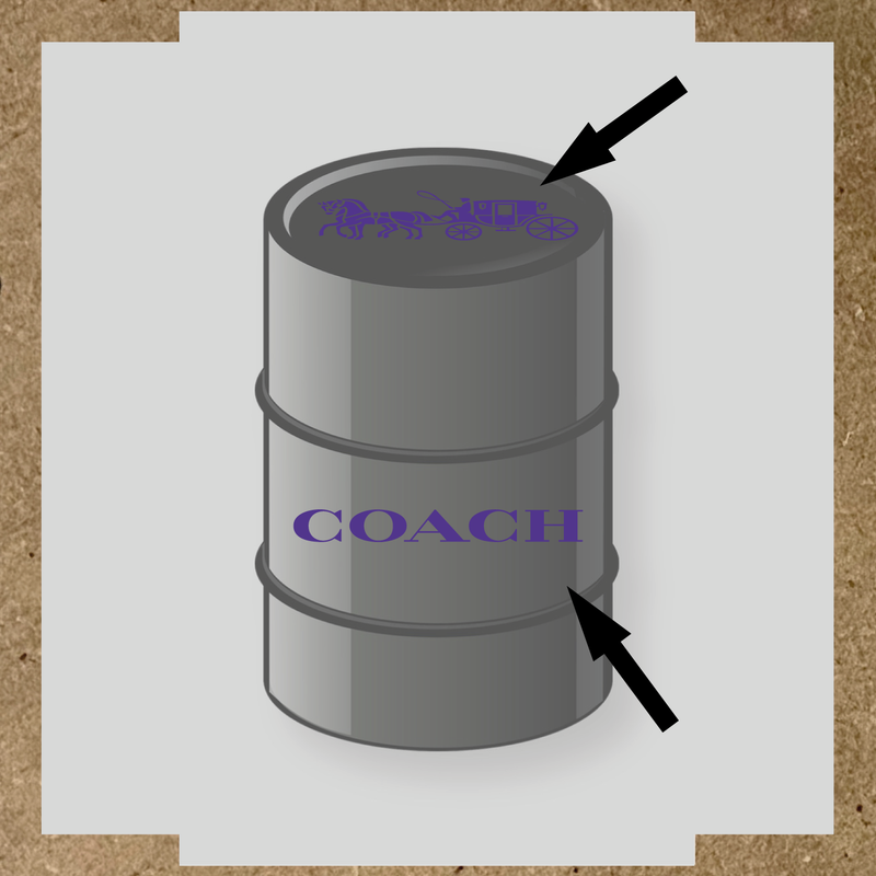 Visuel d'un kit de 2 stickers pour baril avec un design de diligence et le mot 'COACH' en blanc. couleur:violet