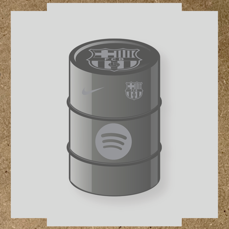 Kit de 4 stickers FC Barcelona pour baril décoratif, comprenant des designs sur le thème FC Barcelona. couleur:argent
