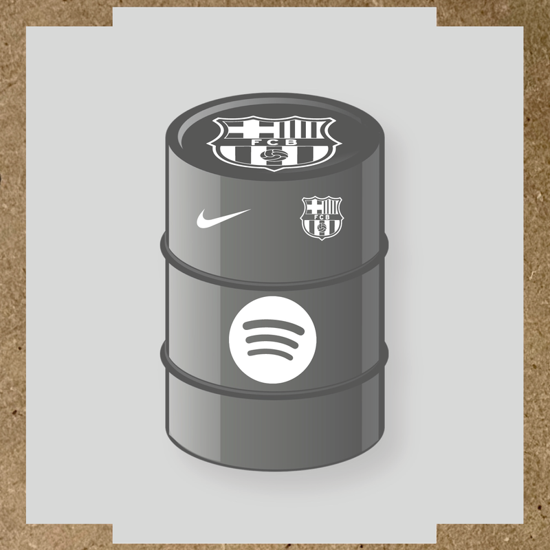 Kit de 4 stickers FC Barcelona pour baril décoratif, comprenant des designs sur le thème FC Barcelona. couleur:blanc