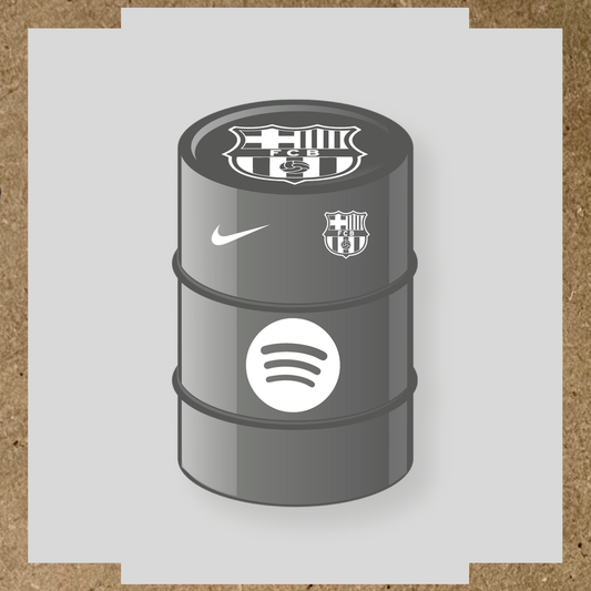 Kit de 4 stickers FC Barcelona pour baril décoratif, comprenant des designs sur le thème FC Barcelona. couleur:blanc