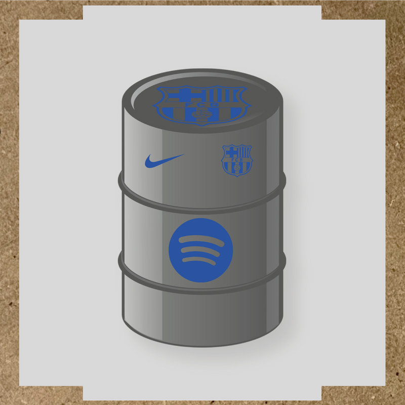 Kit de 4 stickers FC Barcelona pour baril décoratif, comprenant des designs sur le thème FC Barcelona. couleur:bleu acier