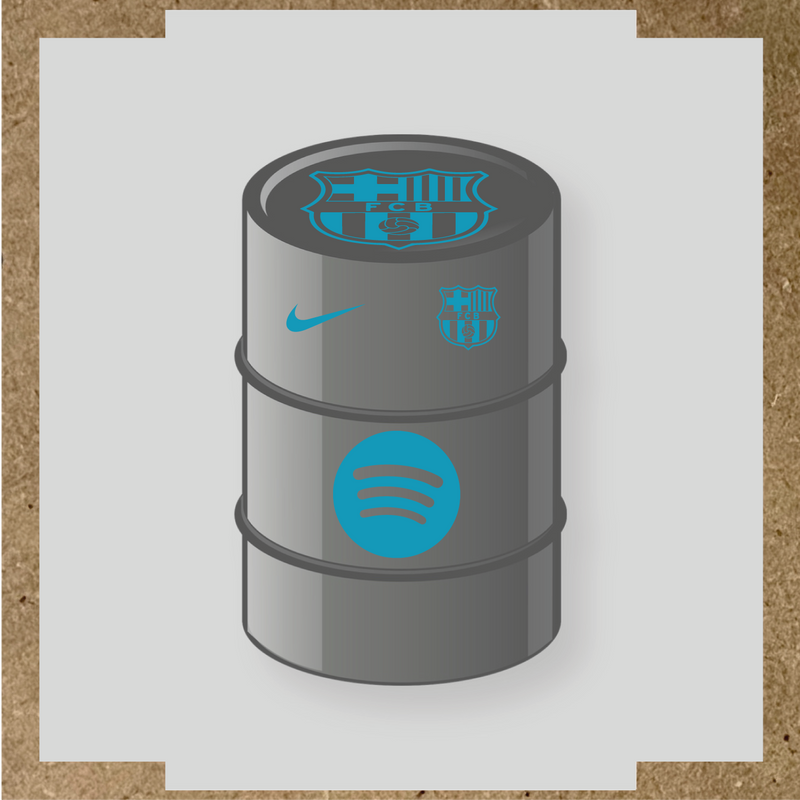 Kit de 4 stickers FC Barcelona pour baril décoratif, comprenant des designs sur le thème FC Barcelona. couleur:bleu azur